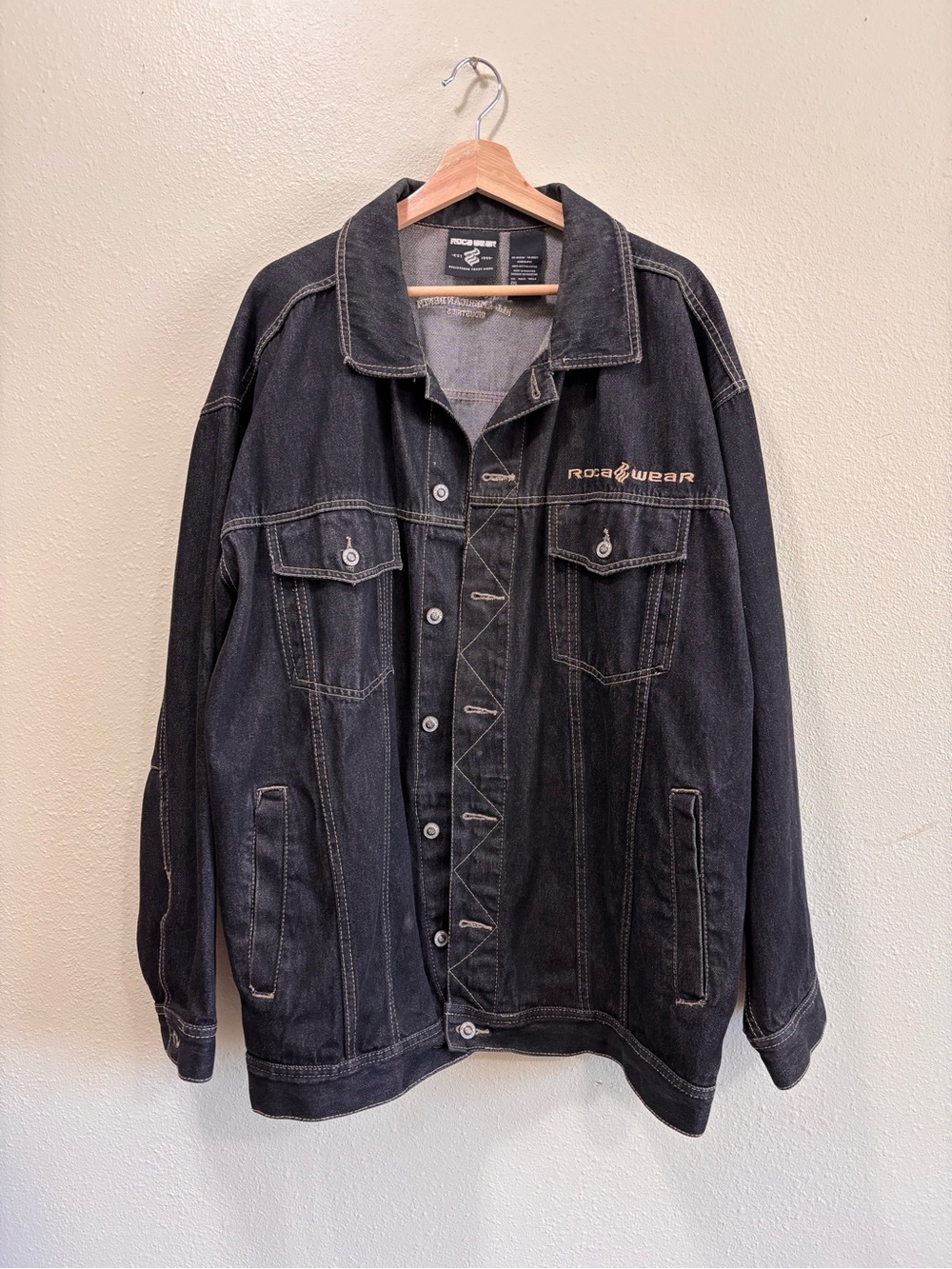 90s Rocawear Men's Black Denim Jacket
